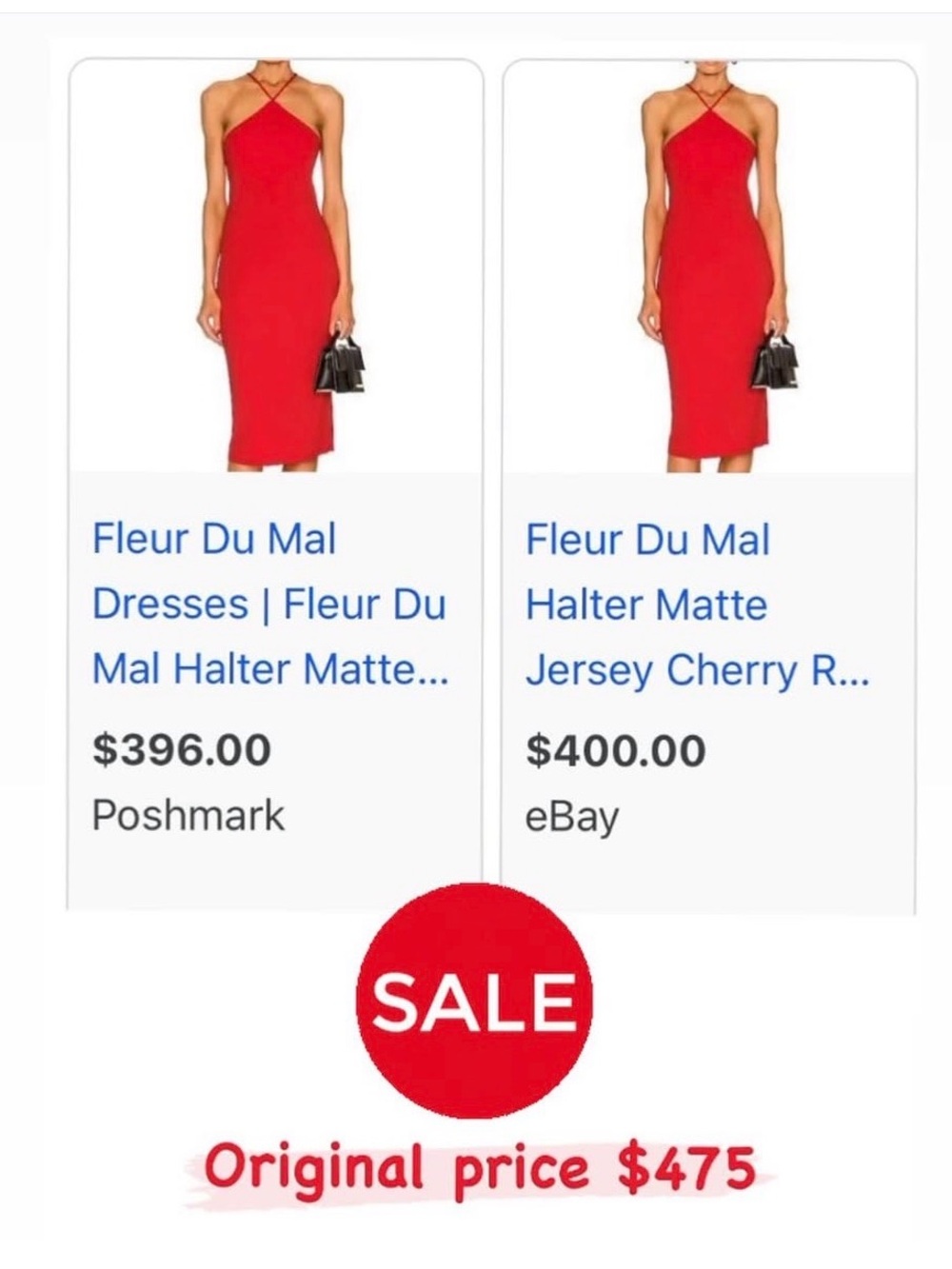 Fleur du Mal Cherry Red Halter Midi Dress